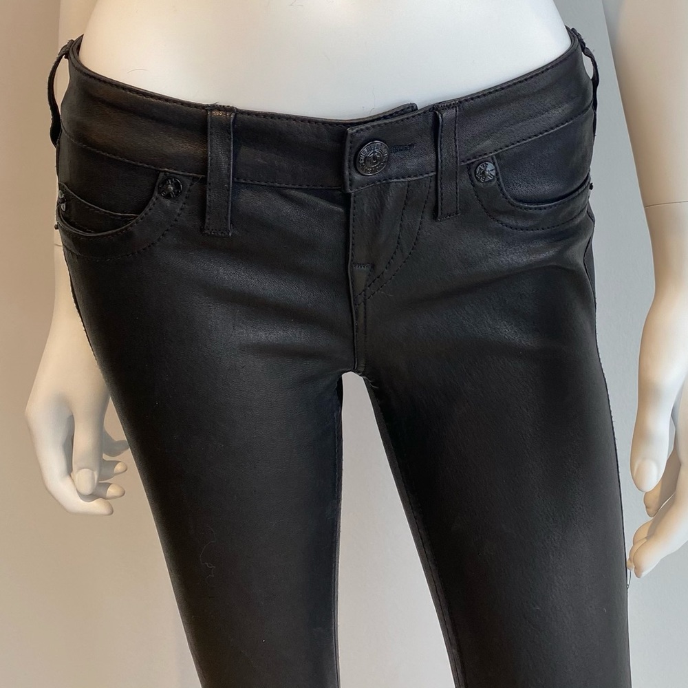 True Religion Vintage Real Leather Jeans Sz 25